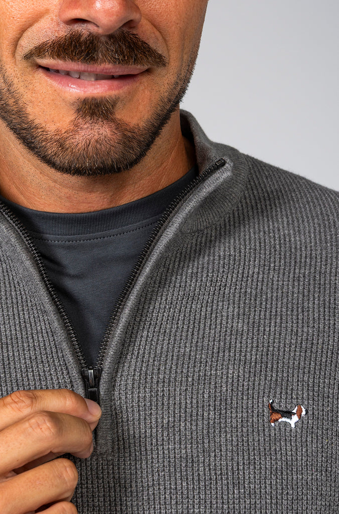 Jersey Perlado Cuello Zipper Gris Medio