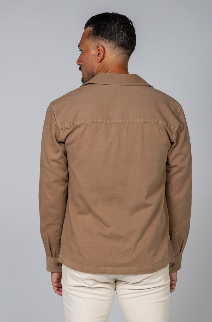 Sobrecamisa Sarga Tintada Marrón Medio