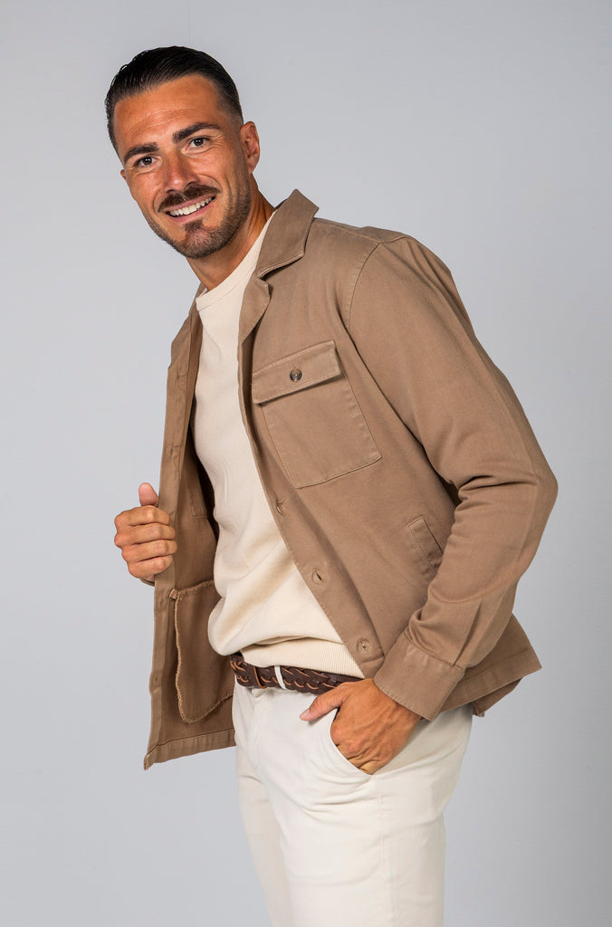 Sobrecamisa Sarga Tintada Marrón Medio