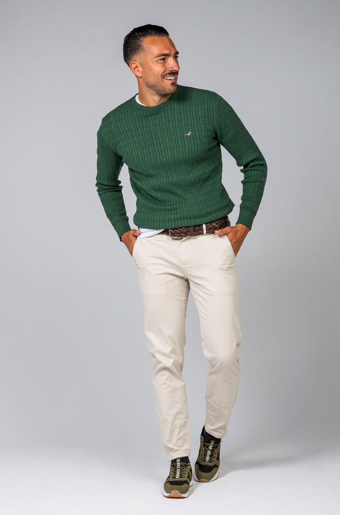 Jersey Ochos Cuello Caja Verde Medio
