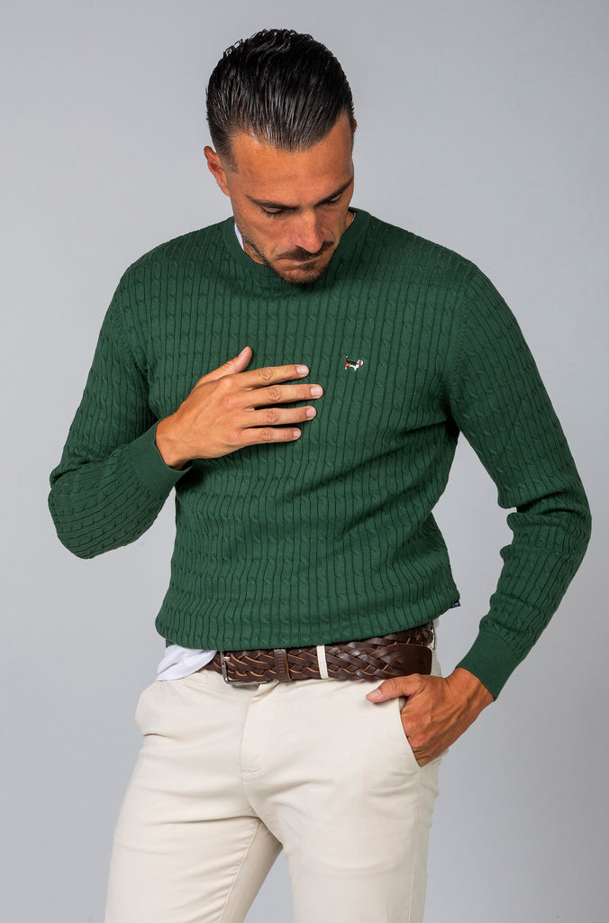 Jersey Ochos Cuello Caja Verde Medio