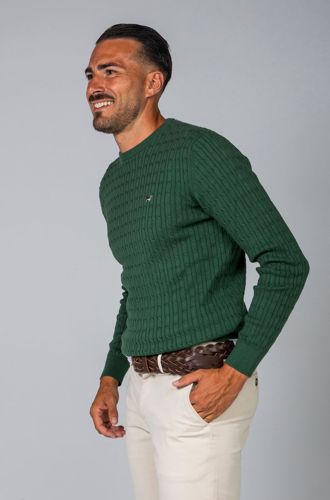 Jersey Ochos Cuello Caja Verde Medio