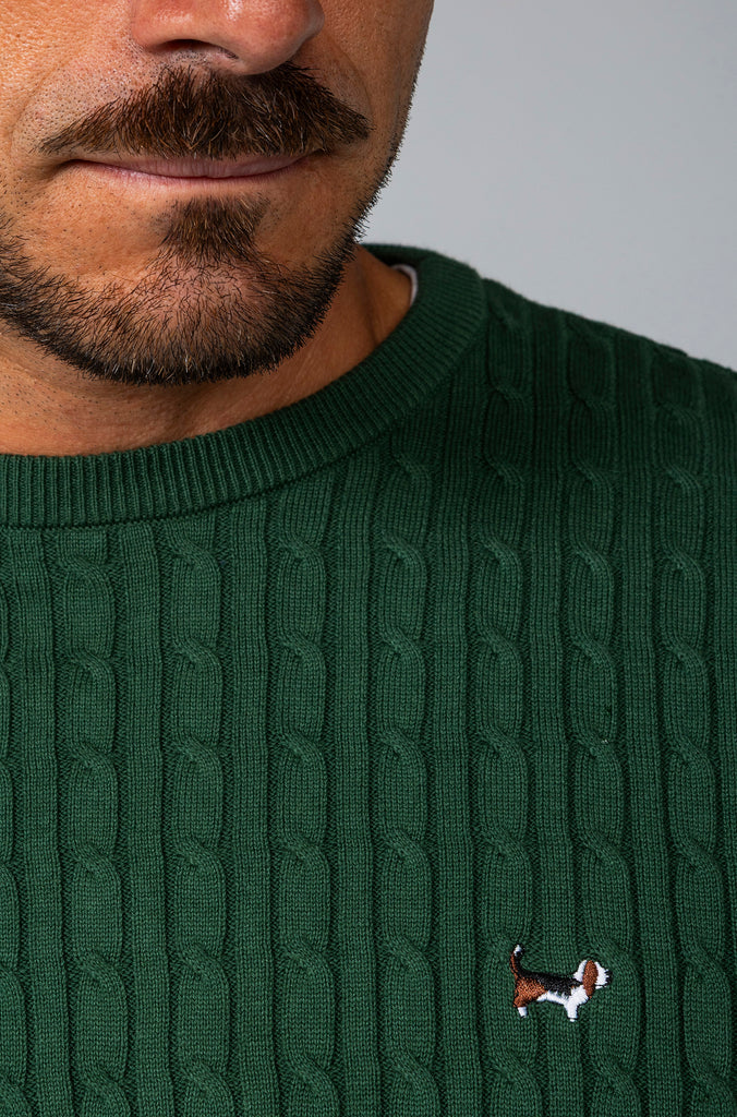 Jersey Ochos Cuello Caja Verde Medio