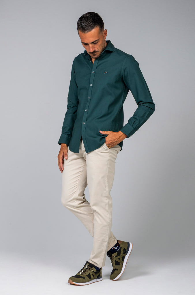 Camisa Nido de Abeja Verde Botella