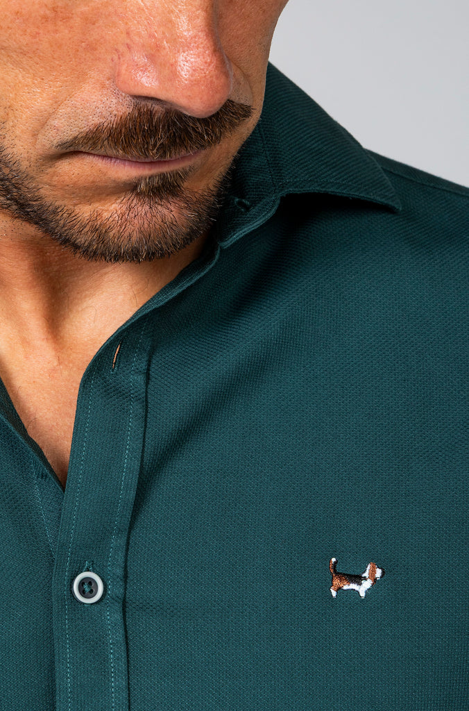 Camisa Nido de Abeja Verde Botella