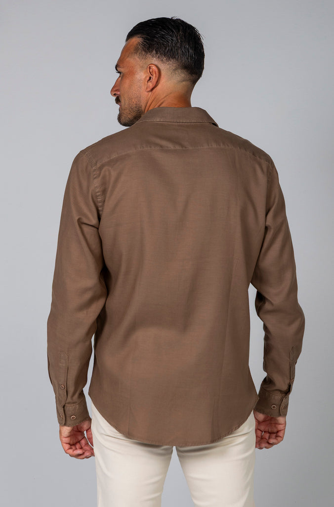Camisa Veneto Tintada Marrón Medio