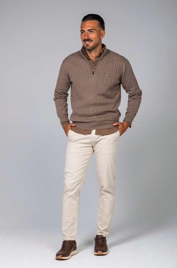 Jersey Ochos Cuello Zipper Beige