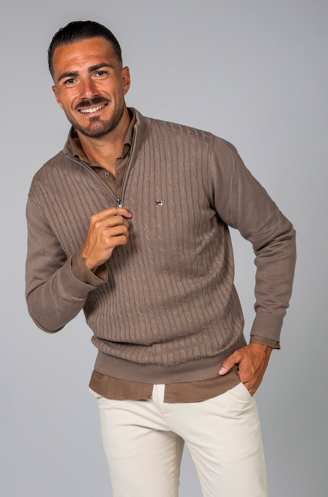 Jersey Ochos Cuello Zipper Beige