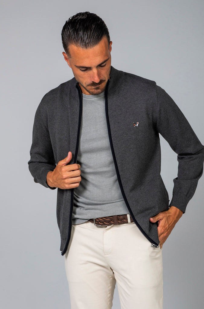 Jersey-Cárdigan Cremallera Gris Marengo