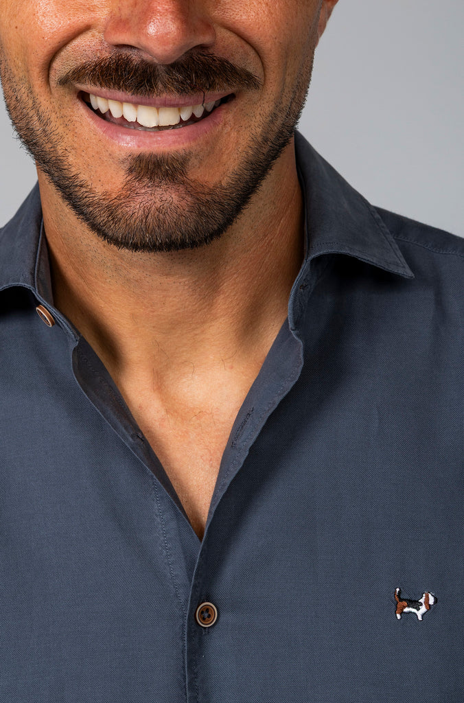 Camisa Veneto Tintada Gris Plomo