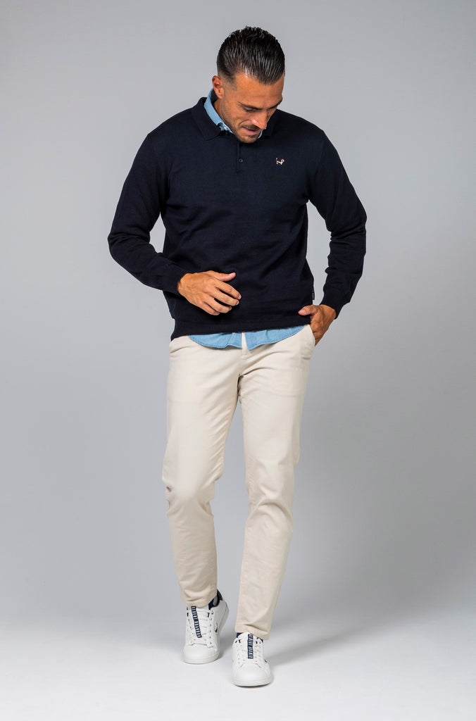 Jersey Básico Cuello Polo Marino