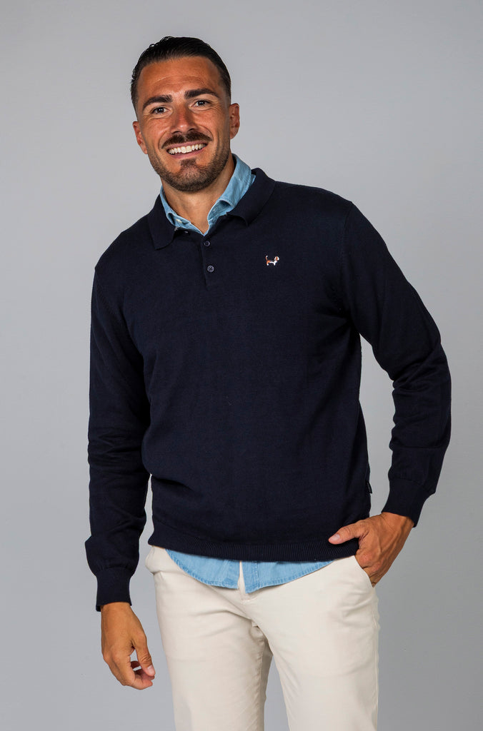 Jersey Básico Cuello Polo Marino