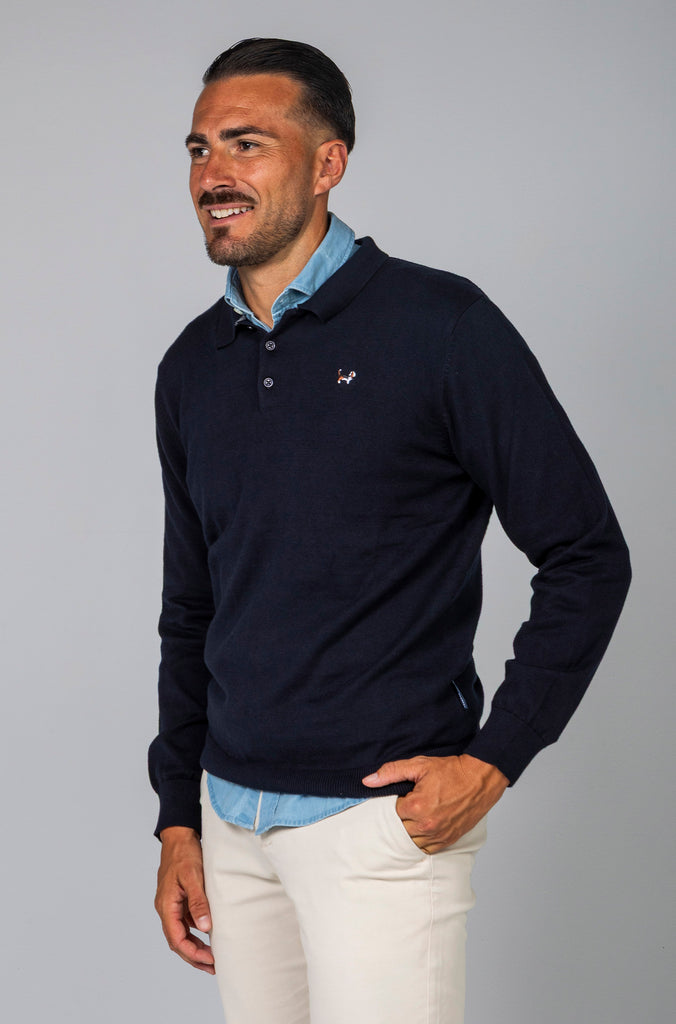 Jersey Básico Cuello Polo Marino
