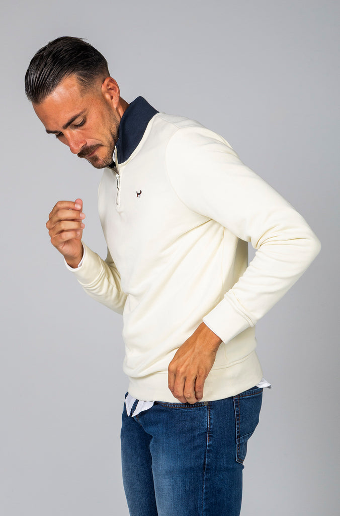 Sudadera BUDAPEST Cuello Zipper Crema