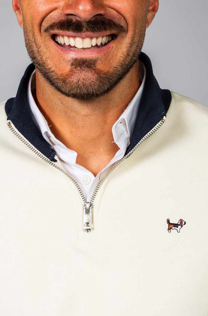 Sudadera BUDAPEST Cuello Zipper Crema