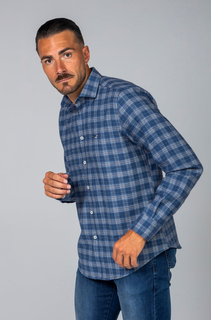 Camisa Franela Cuadro Índigo Soft
