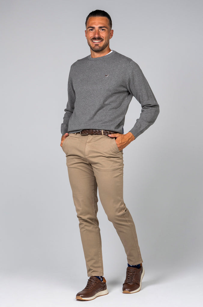 Jersey Básico Cuello Caja Gris Medio