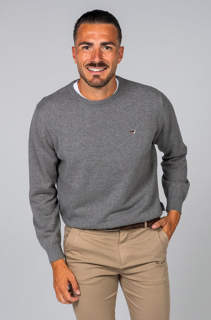 Jersey Básico Cuello Caja Gris Medio