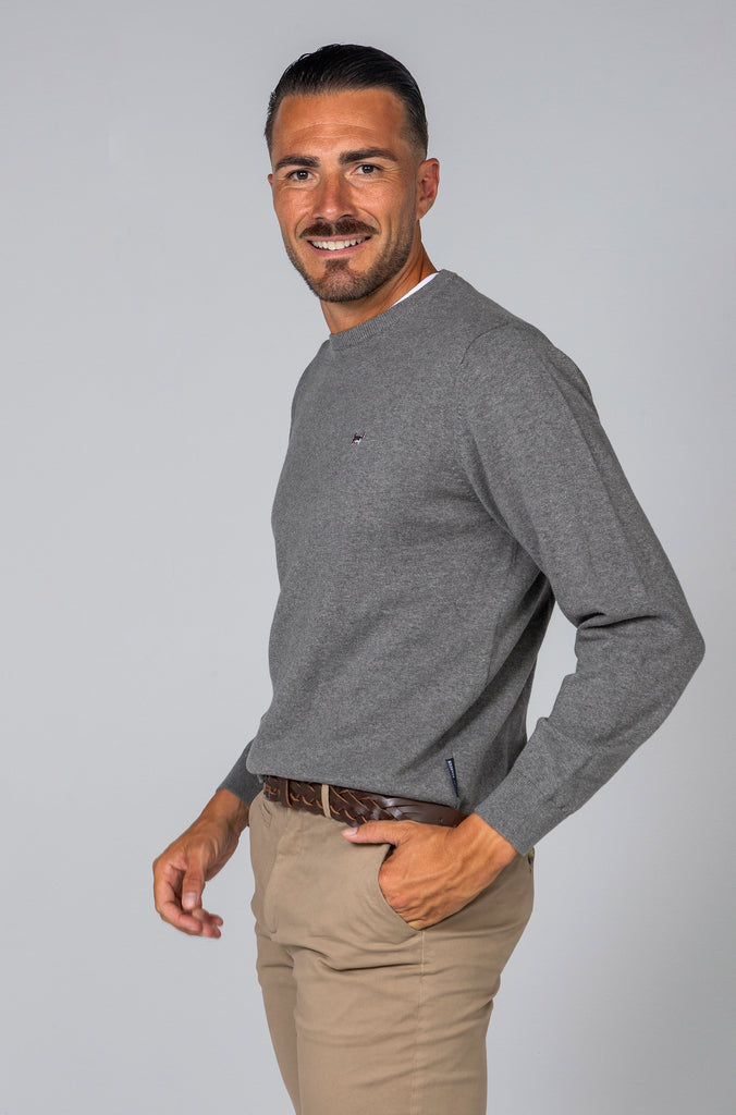 Jersey Básico Cuello Caja Gris Medio