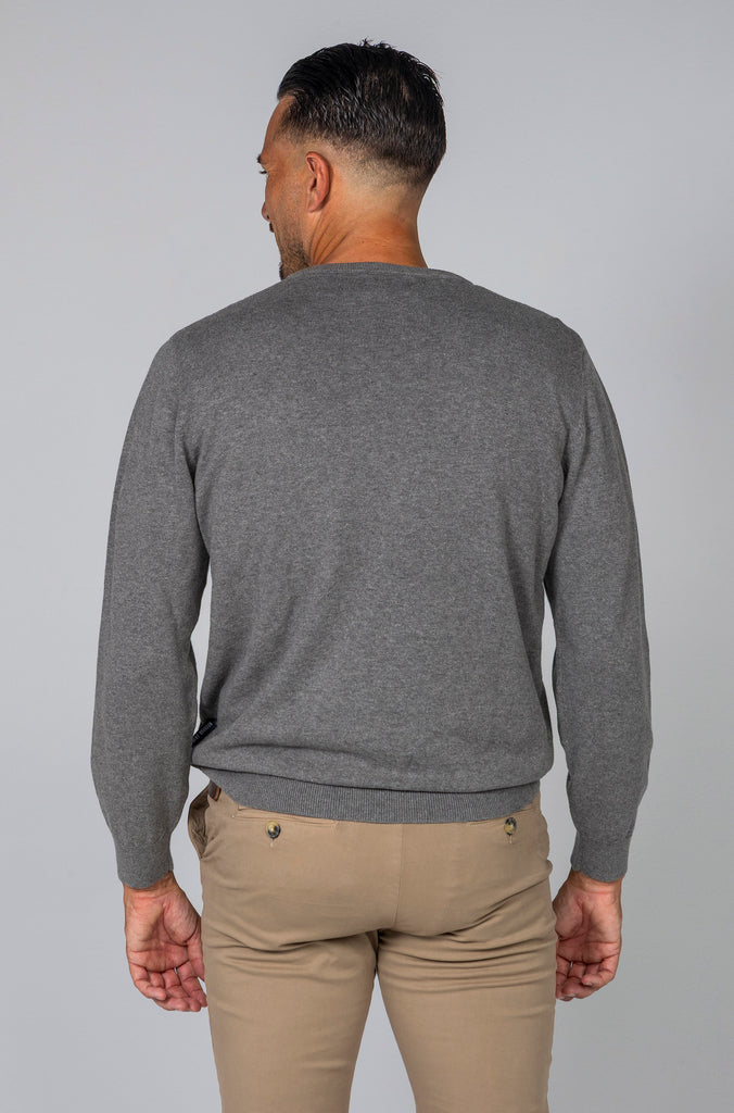 Jersey Básico Cuello Caja Gris Medio