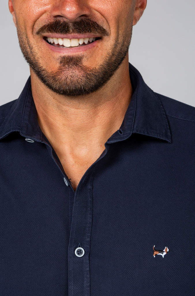 Camisa Nido de Abeja Marino