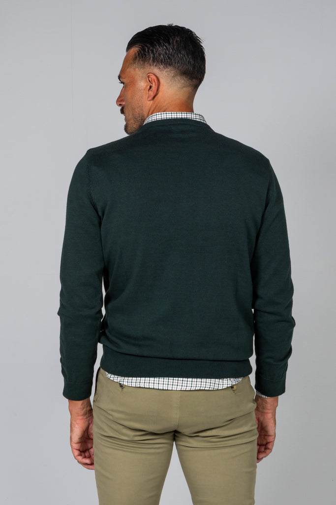 Jersey Básico Cuello Caja Verde Botella