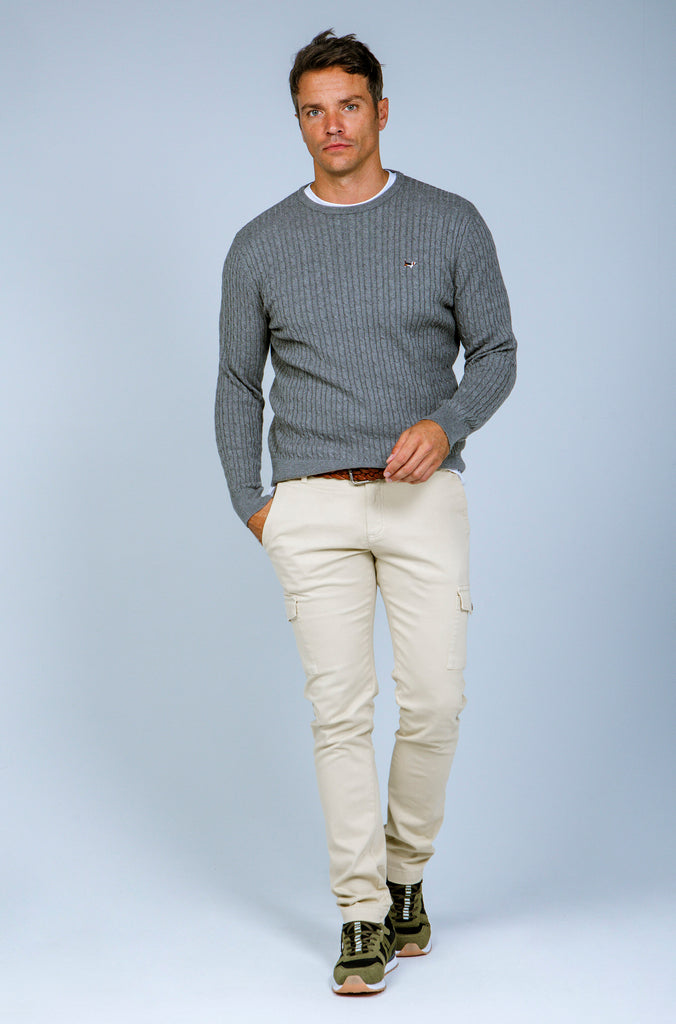 Jersey Ochos Cuello Caja Gris Medio