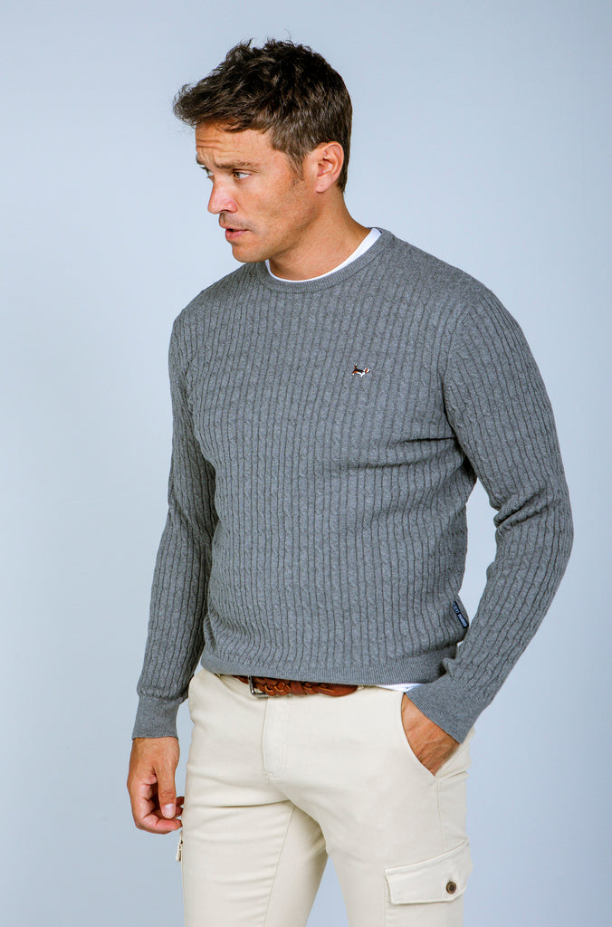 Jersey Ochos Cuello Caja Gris Medio