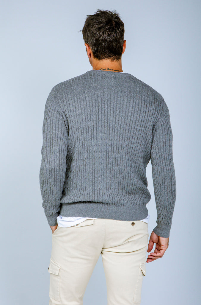 Jersey Ochos Cuello Caja Gris Medio