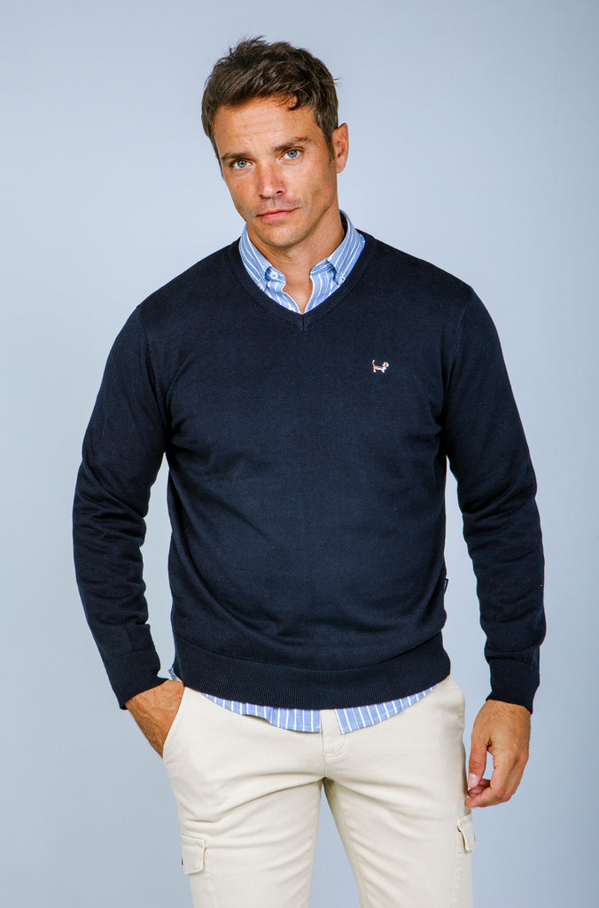 Jersey Básico Cuello Pico Marino