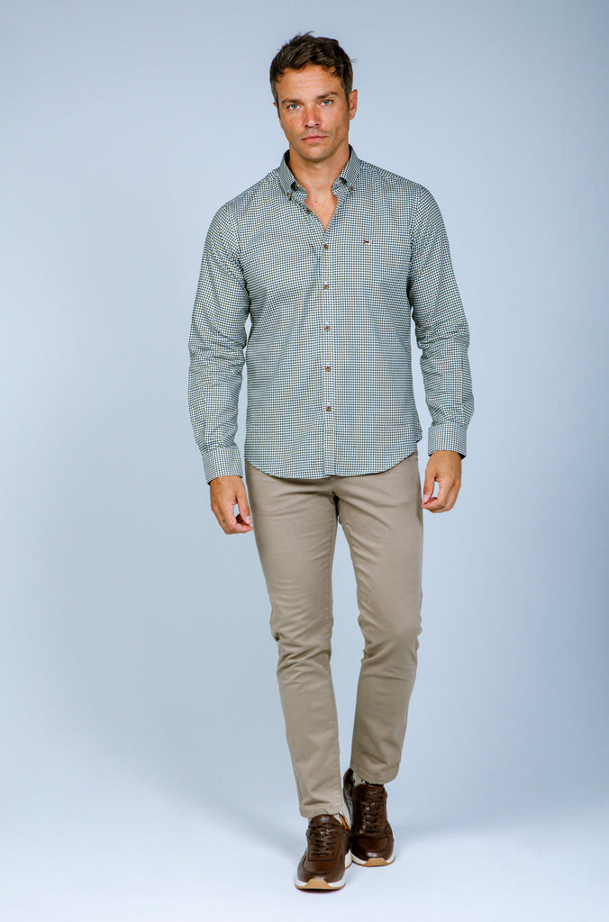 Camisa twill cuadrito vichy verde botella