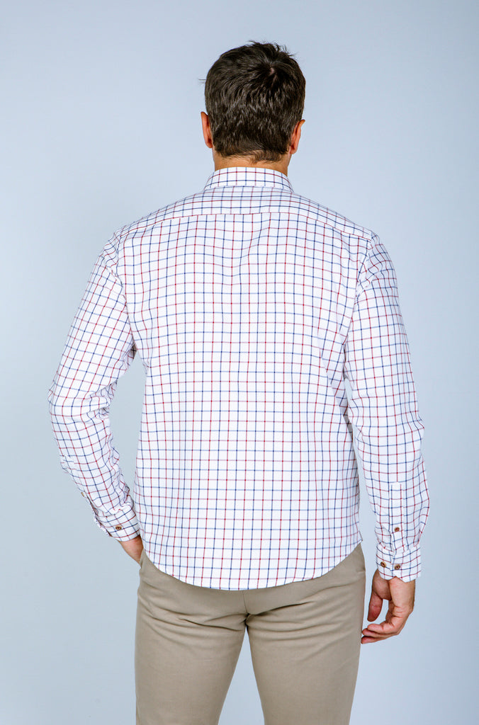 Camisa Viella semientallada Cuadro Granate