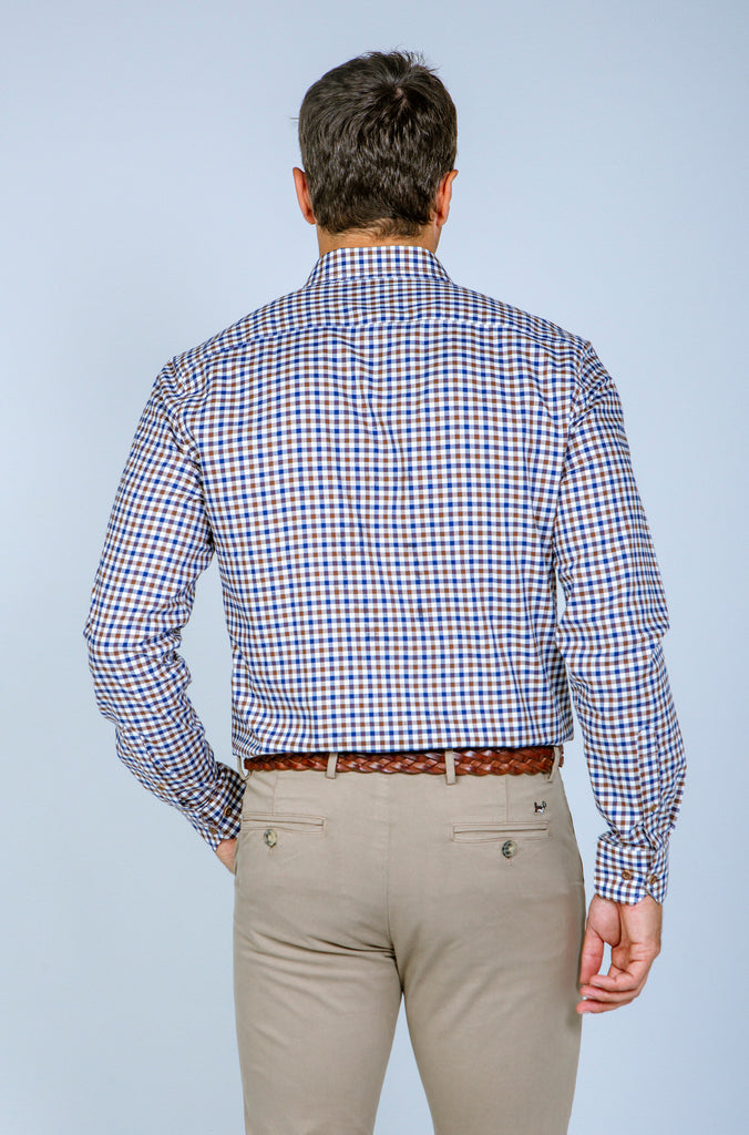 Camisa Viella semientallada Cuadros Marrón