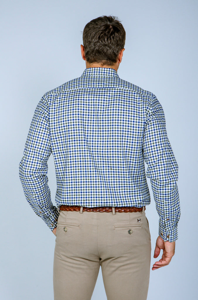 Camisa Viella semientallada Cuadros Verde