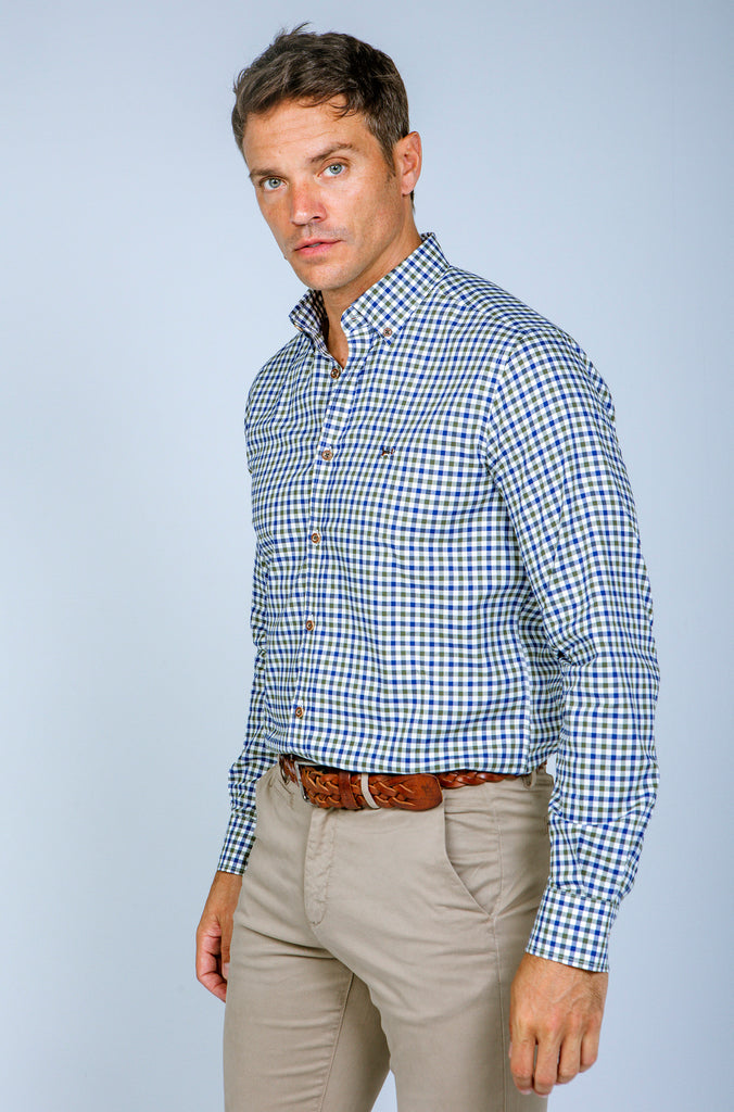 Camisa Viella semientallada Cuadros Verde