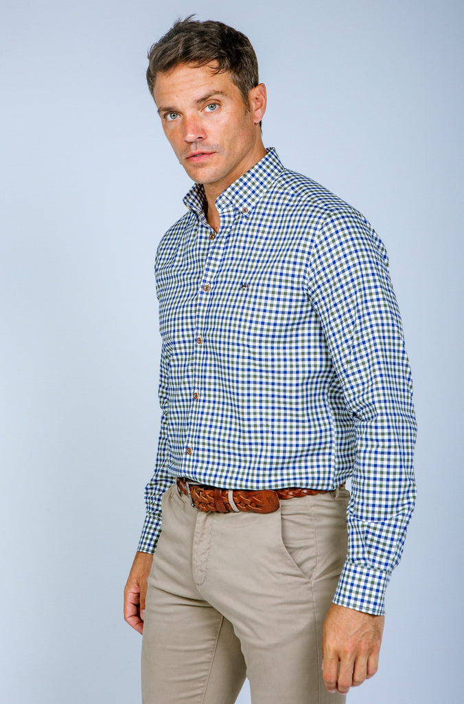 Camisa Viella semientallada Cuadros verde
