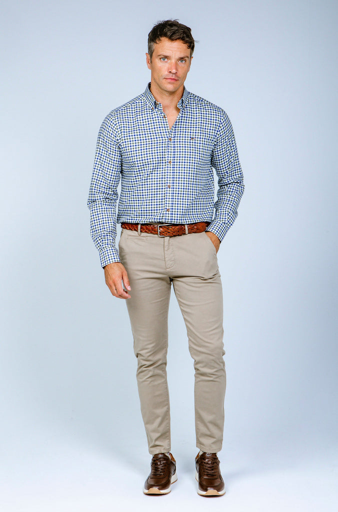 Camisa Viella semientallada Cuadros verde