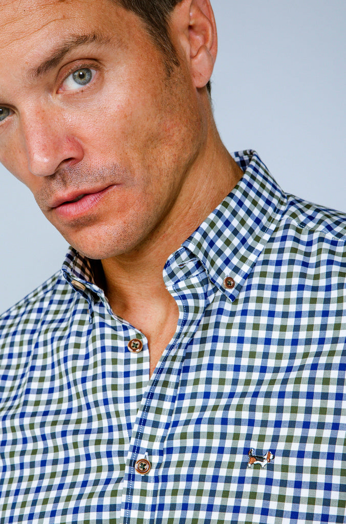 Camisa Viella semientallada Cuadros verde