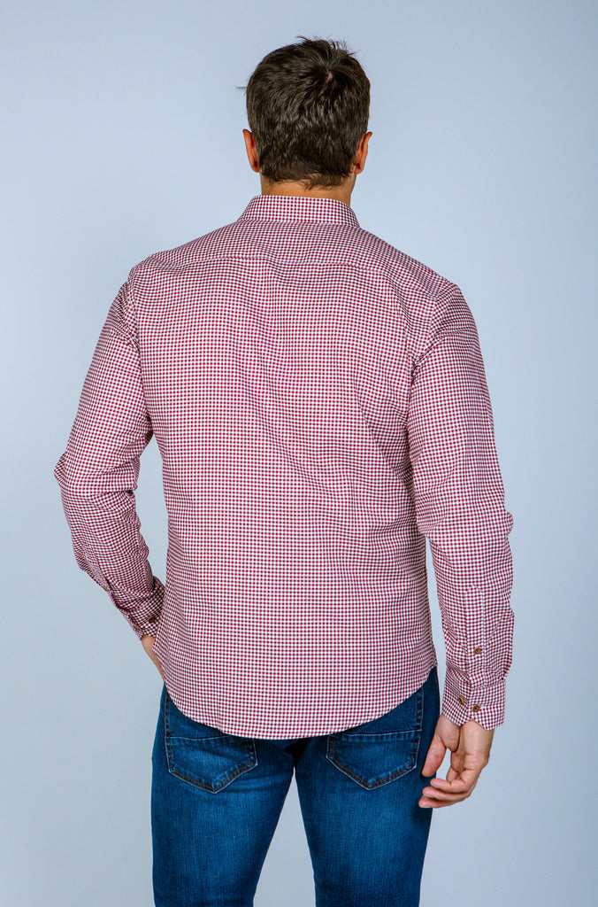 Camisa twill cuadrito vichy granate