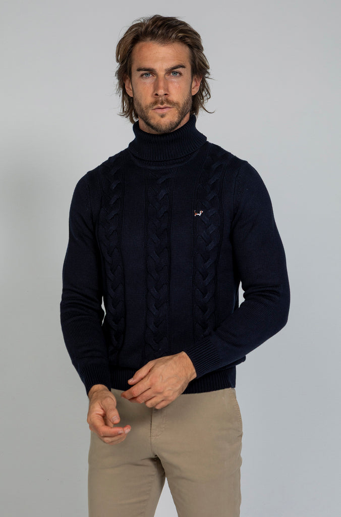 Jersey Trenzado Cuello Cisne Marino