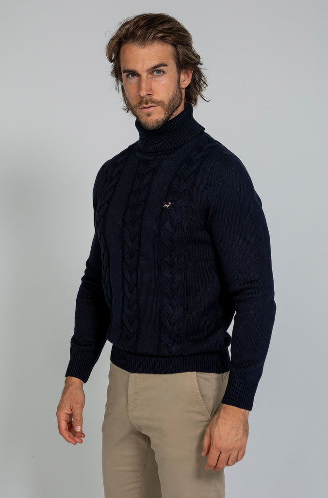 Jersey Trenzado Cuello Cisne Marino