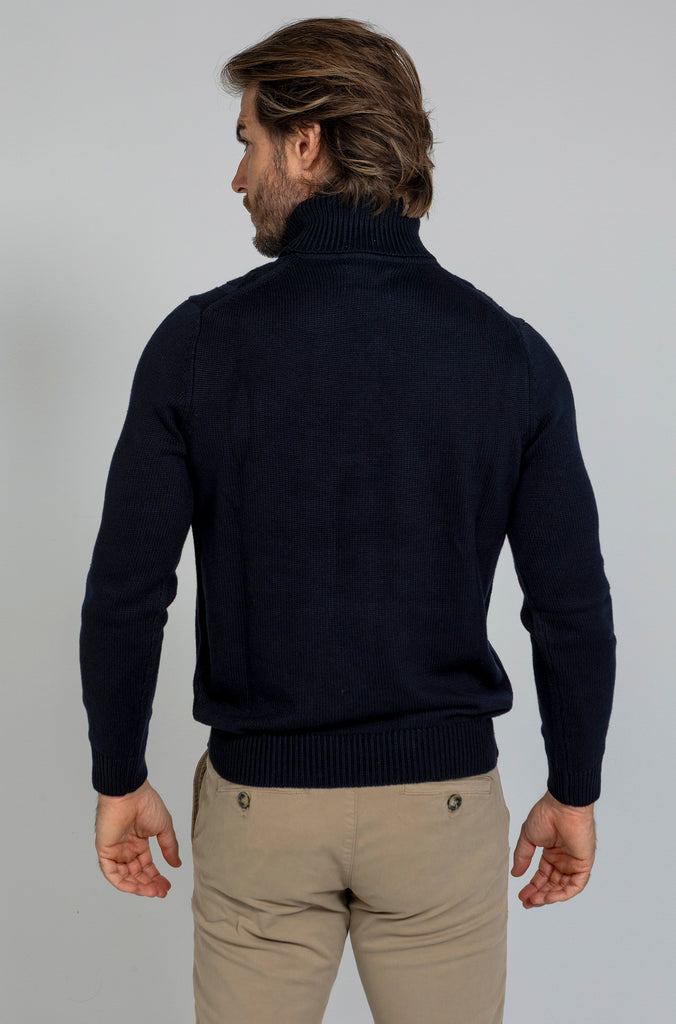 Jersey Trenzado Cuello Cisne Marino