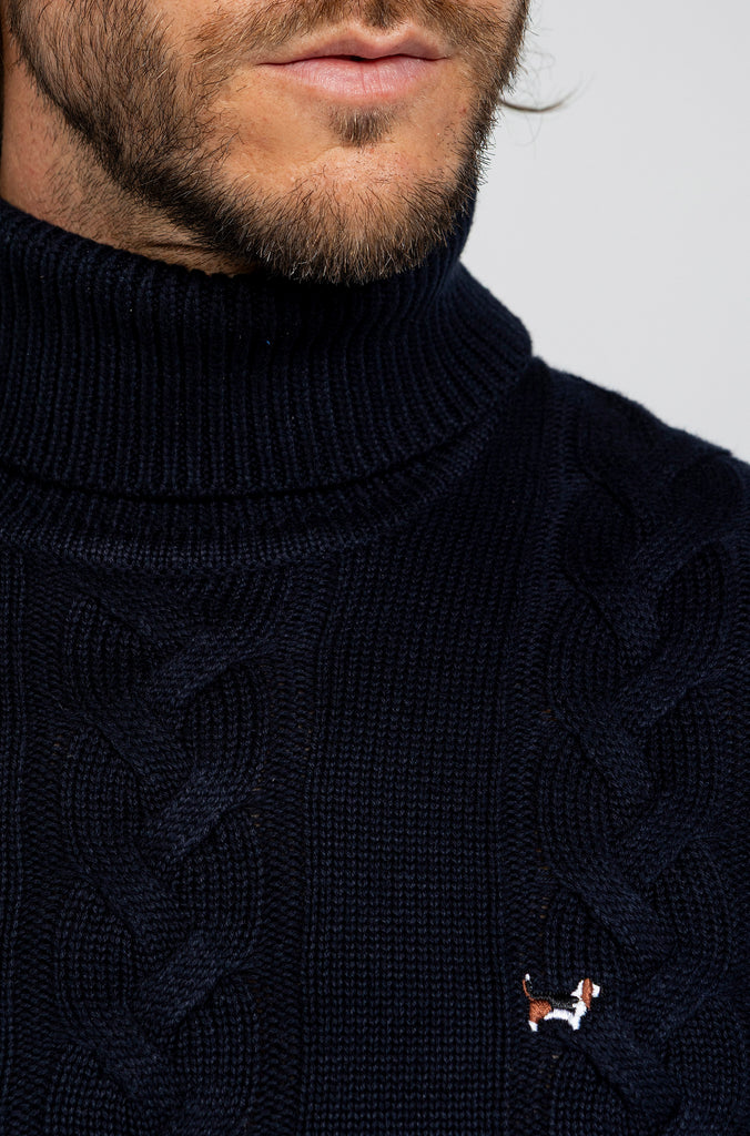 Jersey Trenzado Cuello Cisne Marino