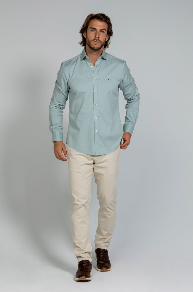 Camisa Twill Tintada Verde Agua