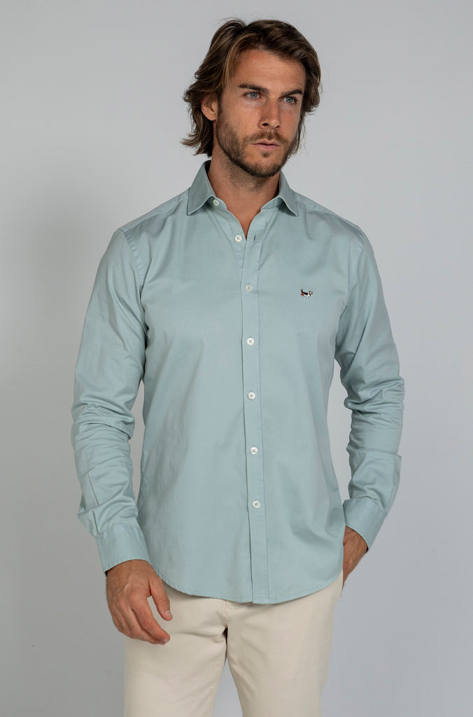 Camisa Twill Tintada Verde Agua