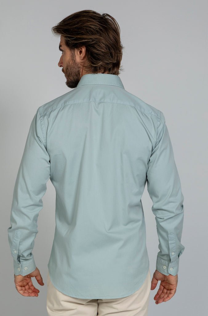Camisa Twill Tintada Verde Agua