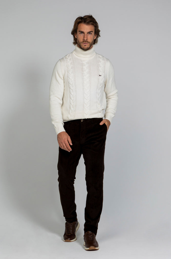 Pantalón Micropana Elástico Marrón