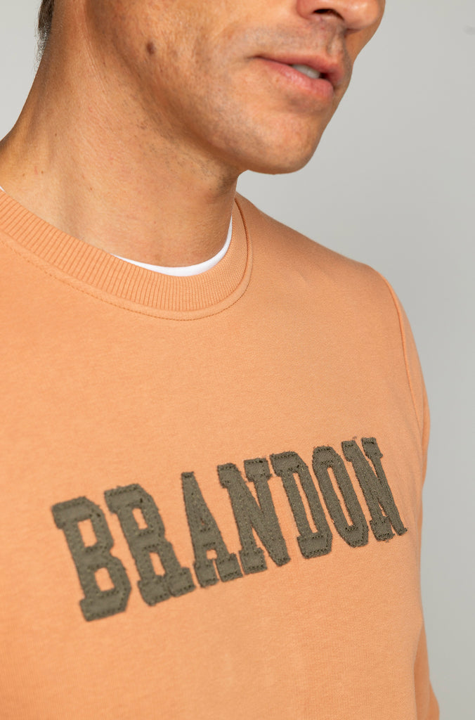 Sudadera Brandon letras relieve naranja bajo