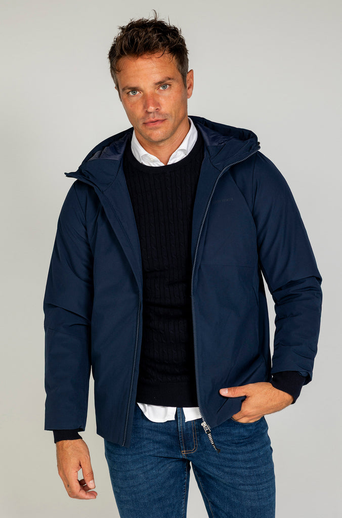 Parka Técnica Con Capucha Marino
