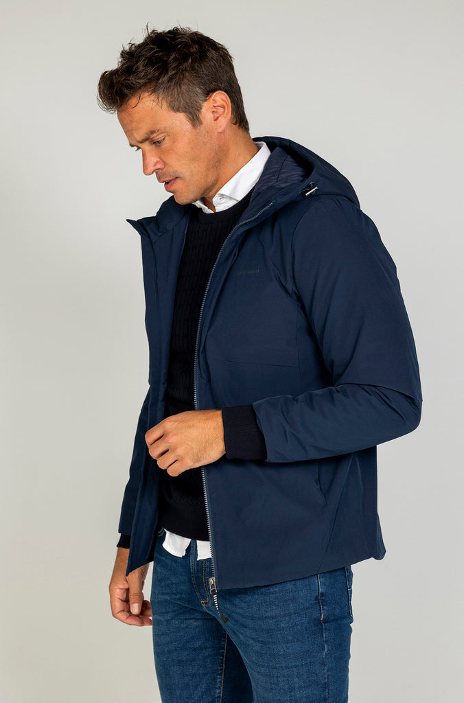 Parka Técnica Con Capucha Marino